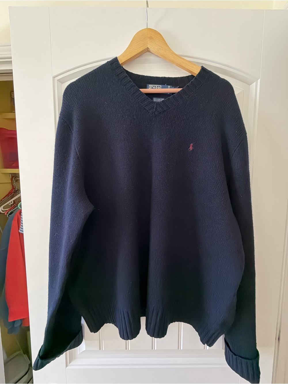 Vintage Ralph Lauren V Neck Lambs Wool Sweater XXL